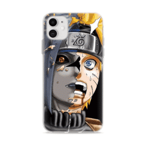 Sasuke Vs Naruto Half Face Vibrant Fan Art iPhone 12 Cover