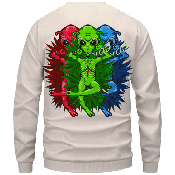 Smoking Marijuana Dope Alien Cool Art Sweater - Back Mockup