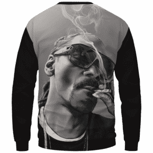Snoop Dogg Smoking Joint Gray Black Awesome Sweater - Back Mockup