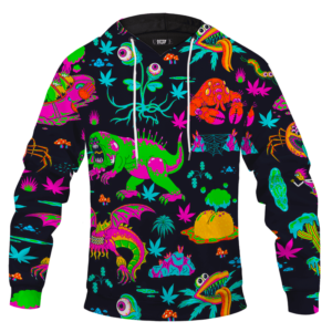 The Adventures of Rick and Morty Monsters Trippy Marijuana Hoodie