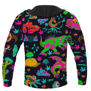 The Adventures of Rick and Morty Monsters Trippy Marijuana Hoodie Back