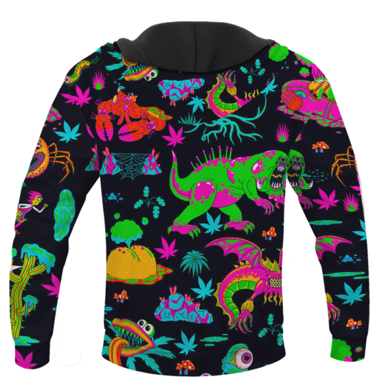 The Adventures of Rick and Morty Monsters Trippy Marijuana Hoodie Back