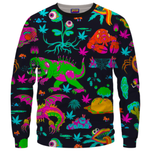 The Adventures of Rick and Morty Monsters Trippy Marijuana Sweatshirt