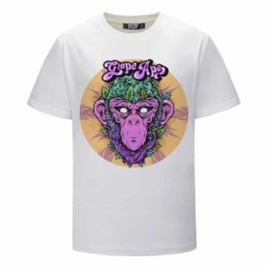 Grape Ape Monkey Marijuana Strain Trippy Vector Art White T-shirt
