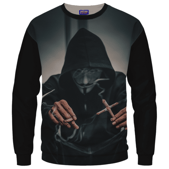 V for Vendetta Mask Cross Joint 420 Marijuana Sweatshirt