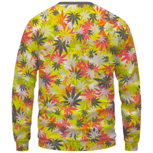 Weed Hemp Marijuana Pattern Colorful All Over Print Sweatshirt - Back Mockup