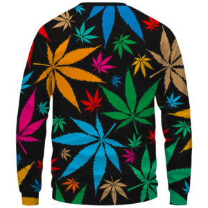 Weed Marijuana Colorful Seamless Pattern Dope Crewneck Sweatshirt - Back Mockup