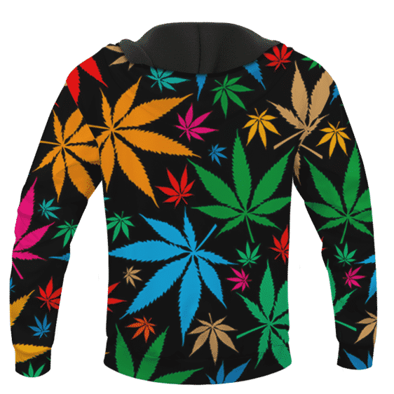 Weed Marijuana Colorful Seamless Pattern Dope Hoodie - BACK
