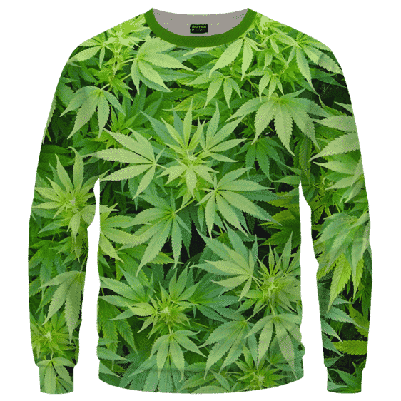 Weed Marijuana Plant Leaves Cool Crewneck Sweater