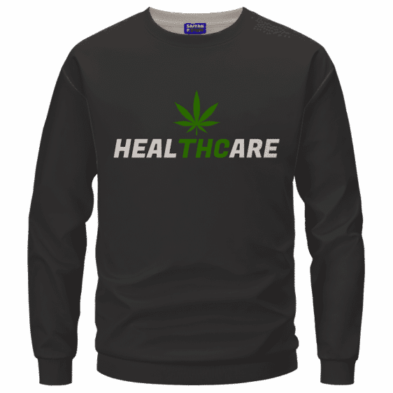 Weed THC Healthcare Dope Vector Marijuana Black Crewneck Sweater