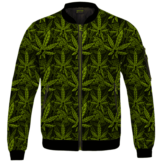 420 Weed Hemp Marijuana Pattern Awesome Bomber Jacket