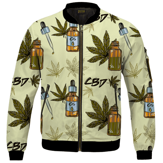 420 Weed Marijuana Dope CBD Minimalist Art Bomber Jacket