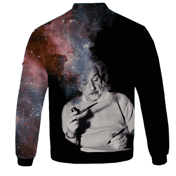 Albert Einstein Smoking Dope Galaxy 420 Marijuana Bomber Jacket Back
