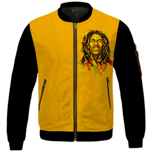 Bob Marley Artistic Painting Orange Black Bomber Jacket