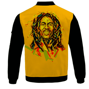 Bob Marley Artistic Painting Orange Black Bomber Jacket - BACK