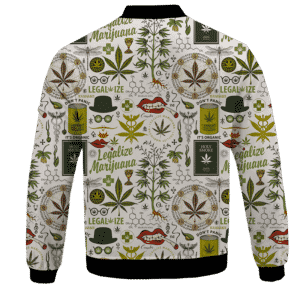 Legalize Marijuana Seamless Pattern Dope Art Bomber Jacket - BACK