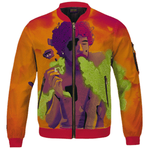 Man Smoking Marijuana Awesome Cool Orange Art Bomber Jacket