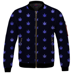 Marijuana Cool And Awesome Pattern Navy Blue Bomber Jacket