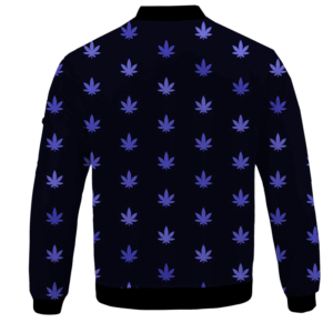 Marijuana Cool And Awesome Pattern Navy Blue Bomber Jacket - BACK