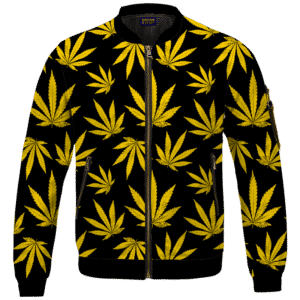 Marijuana Cool Yellow Black Pattern Awesome Bomber Jacket