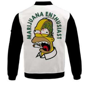 Marijuana Enthusiast Stoned Homer Simpson Awesome Bomber Jacket - BACK