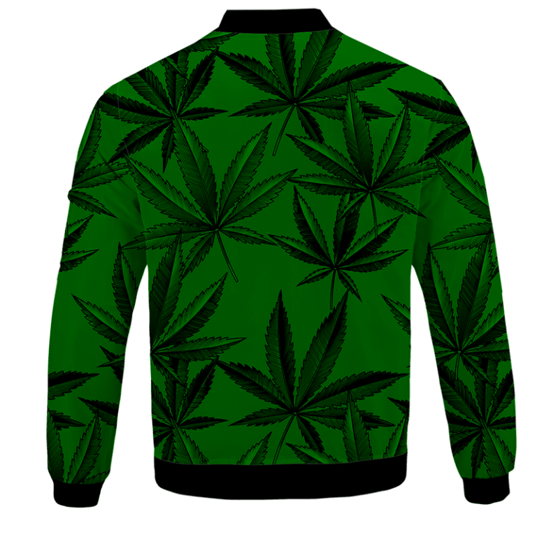 Marijuana Leaves Dope Dark Green Minimalist Bomber Jacket