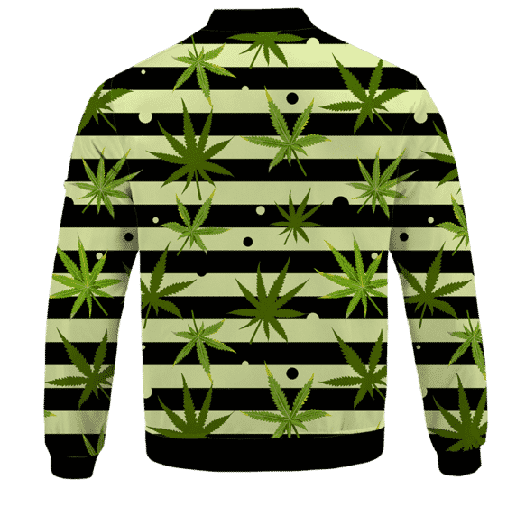 Marijuana Weed 420 Stripes All Over Bomber Jacket - BACK
