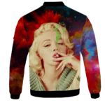 Marilyn Monroe Smoking Weed Amazing Rainbow Art Bomber Jacket - BACK