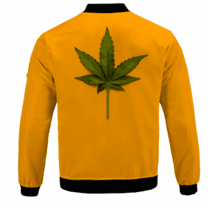 Minimalist Real Marijuana Leaf Awesome 420 Bomber Jacket - BACK