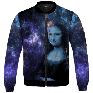 Mona Lisa Collage Smoking Joint Galaxy 420 Trippy Sweatshirt