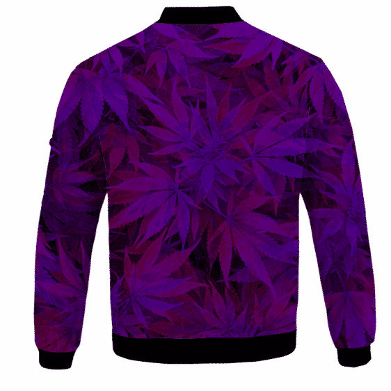 Purple Haze Trippy Marijuana Hemp 420 Bomber Jacket - BACK