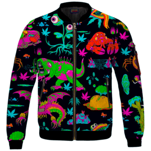 The Adventures of Rick and Morty Monsters Trippy Marijuana Bomber Jacket