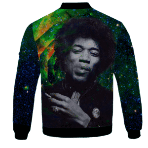 Trippy Galaxy Jimi Hendrix Smoking Joint 420 Bomber Jacket Back