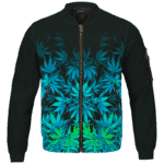 Vibrant Green Fading Marijuana Hemp 420 Kush Bomber Jacket