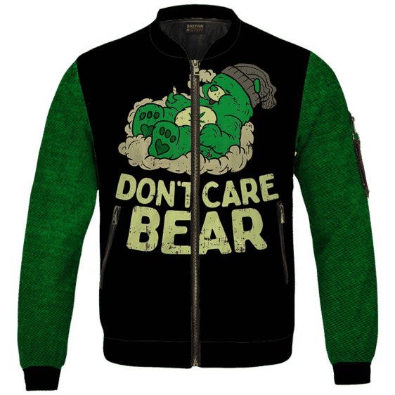 We Don't Care Bear Parody High on Marijuana 420 Bomber Jacket