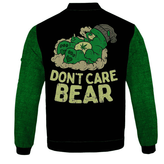 We Don't Care Bear Parody High on Marijuana 420 Bomber Jacket - back