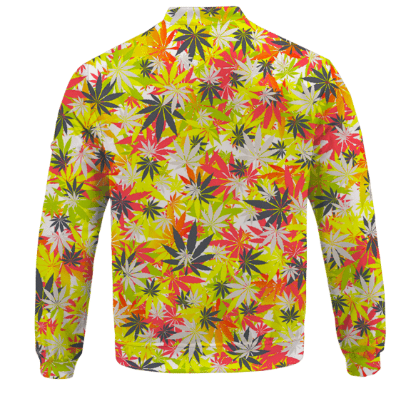 Weed Hemp Marijuana Pattern Colorful All Over Print Bomber Jacket - back