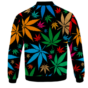 Weed Marijuana Colorful Seamless Pattern Dope Bomber Jacket - BACK