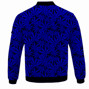 Weed Marijuana Leaves Awesome Navy Blue Pattern Cool Bomber Jacket - BACK