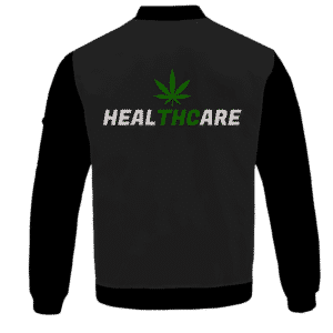 Weed THC Healthcare Dope Vector Marijuana Black Bomber Jacket - BACK