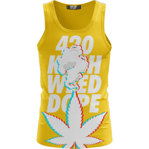 3D Five Fingered 420 Kush Weed Dope Marijuana Yellow Tank Top