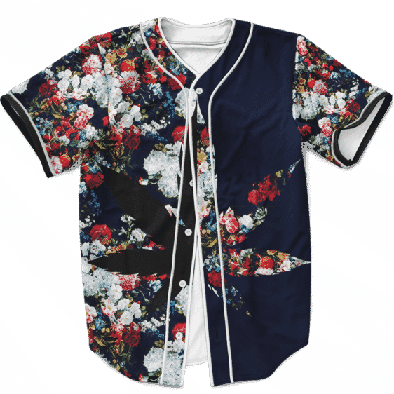 420 Marijuana Floral Painting Pattern Dope Weed Baseball Jersey