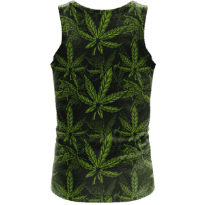 420 Weed Hemp Marijuana Pattern Awesome Dark Green Dope Tank Top - back