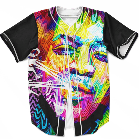 Abstract Jimi Hendrix Trippy Art Design 420 Weed Baseball Jersey