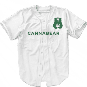 Cannabear Cannabis Weed 420 White Green Minimalist Baseball Jersey