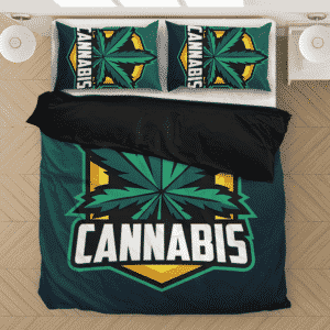 Cannabis Awesome Logo Marijuana 420 Weed Dark Bedding Set