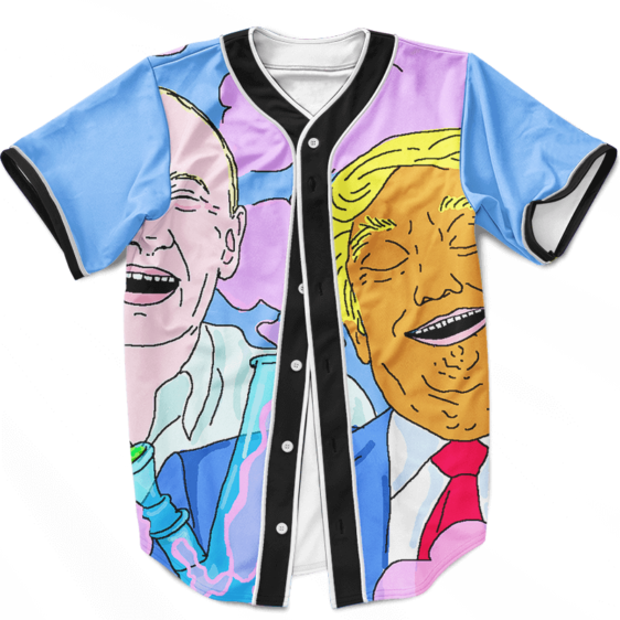 Cartooned Donald Trump Smoking Weed Dope Baseball Jersey