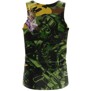 Chilling Out Soldier Smoking Marijuana Cool Awesome Tank Top - Back