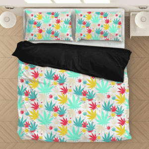 Colorful Marijuana Weed Pattern Bubbly Awesome Bedding Set