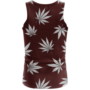 ﻿Cool Marijuana Leaves On Print Dark Red Awesome Tank Top - Back